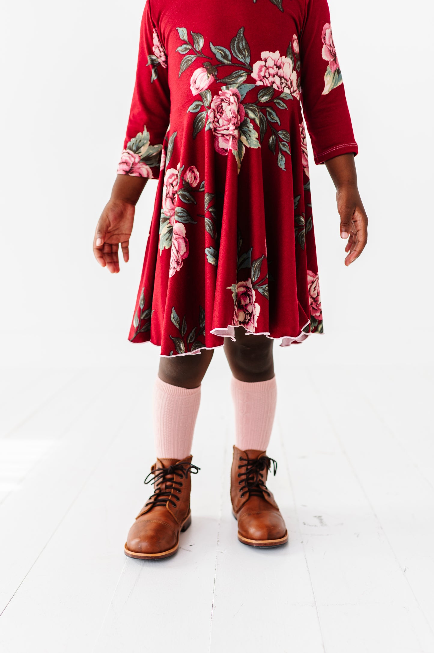 Cecilia Dress- Maroon Floral