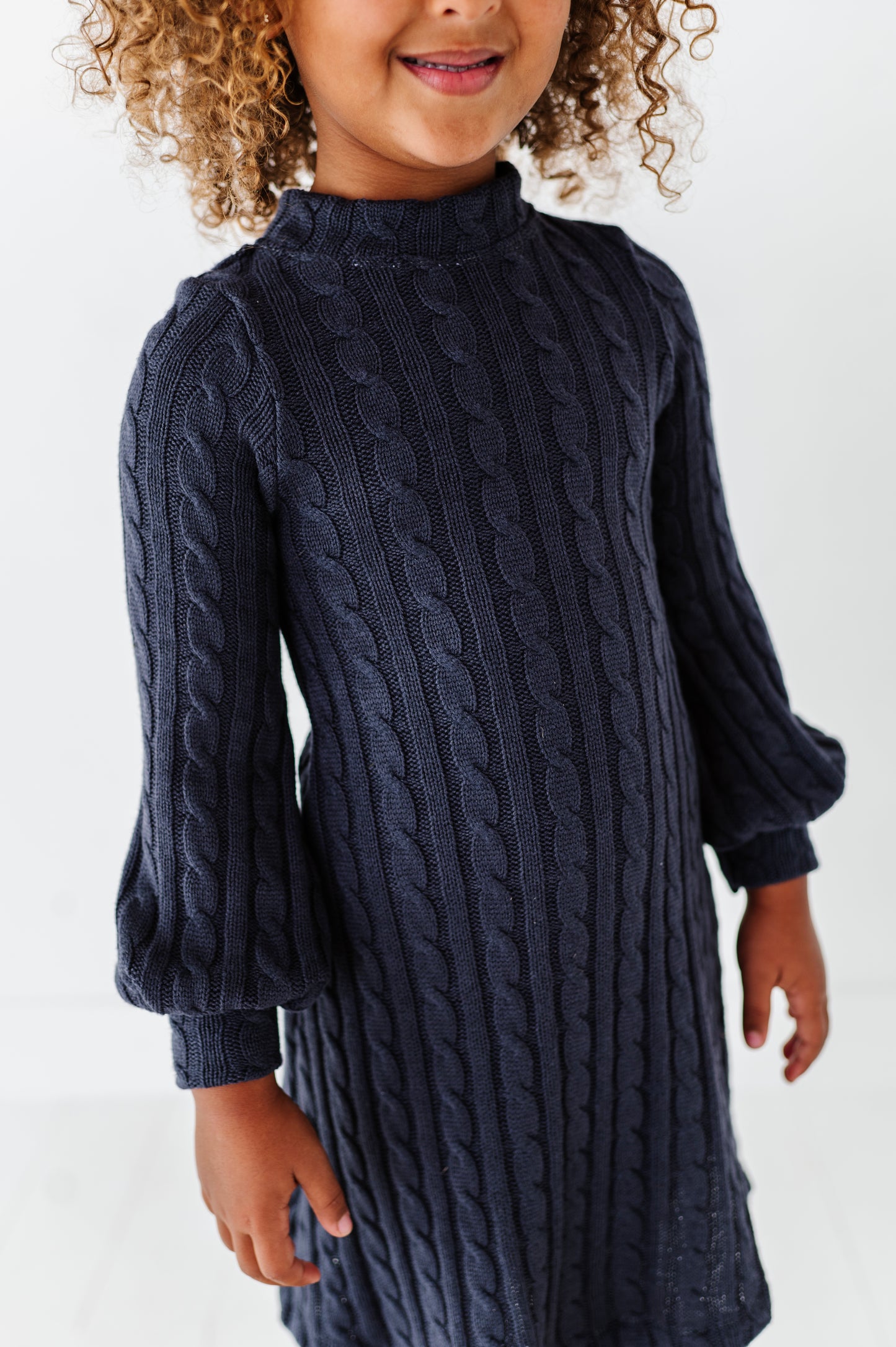 Cable Knit Sweater Dress-Grey