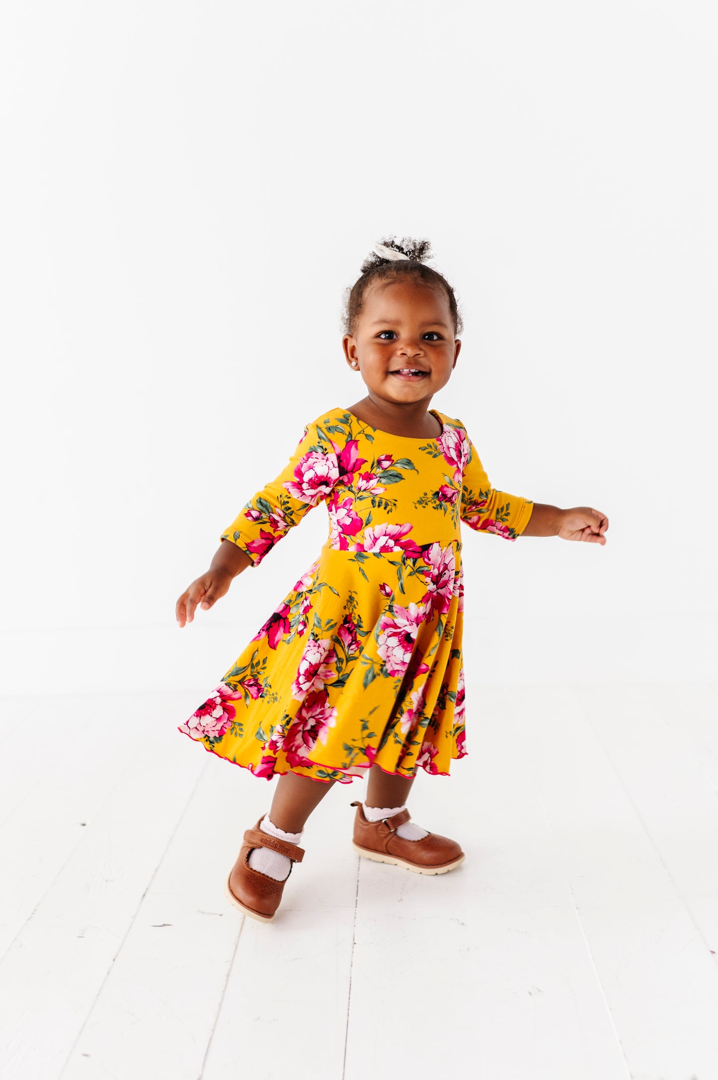 Cecilia Dress- Mustard Floral