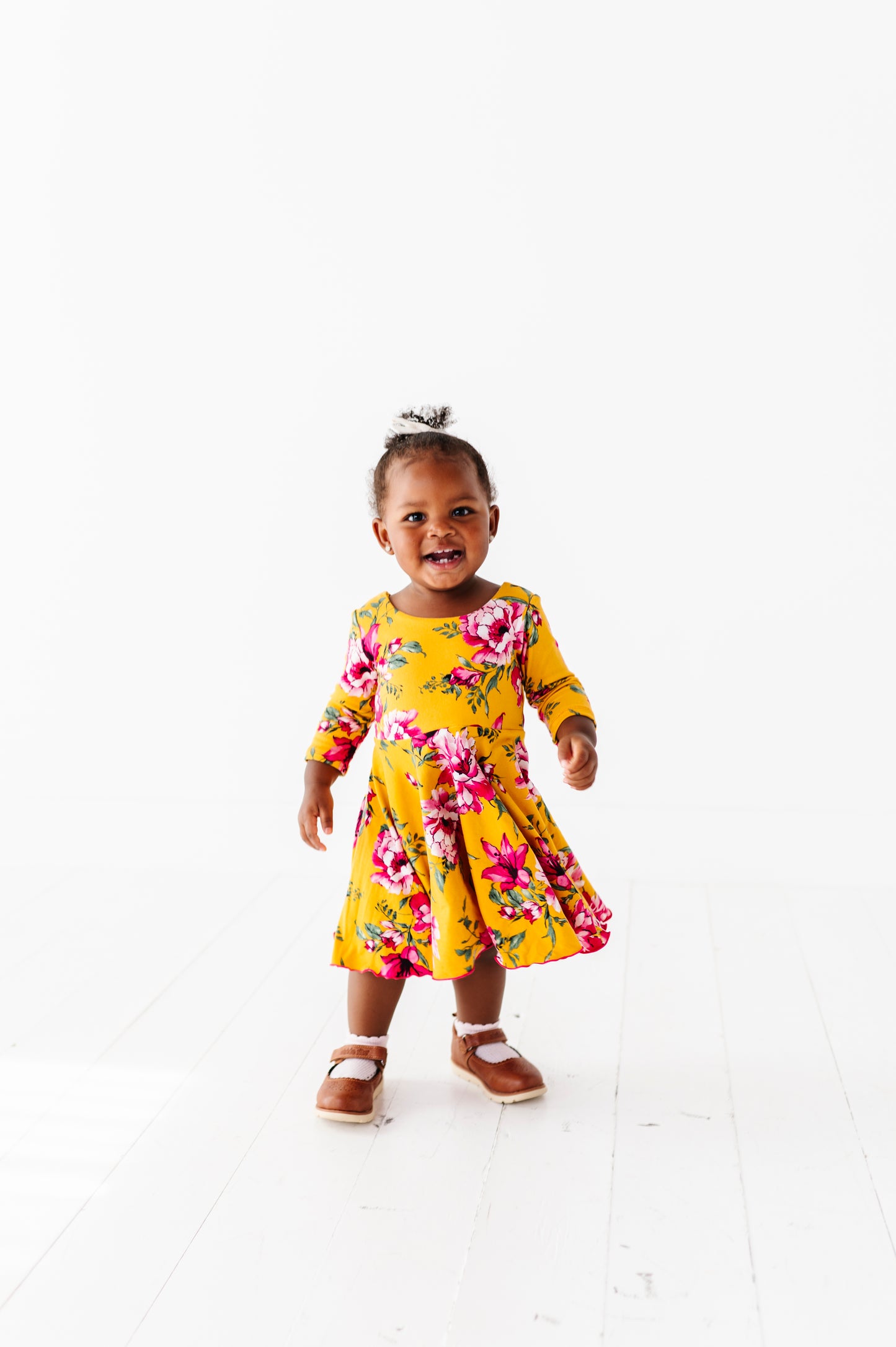Cecilia Dress- Mustard Floral