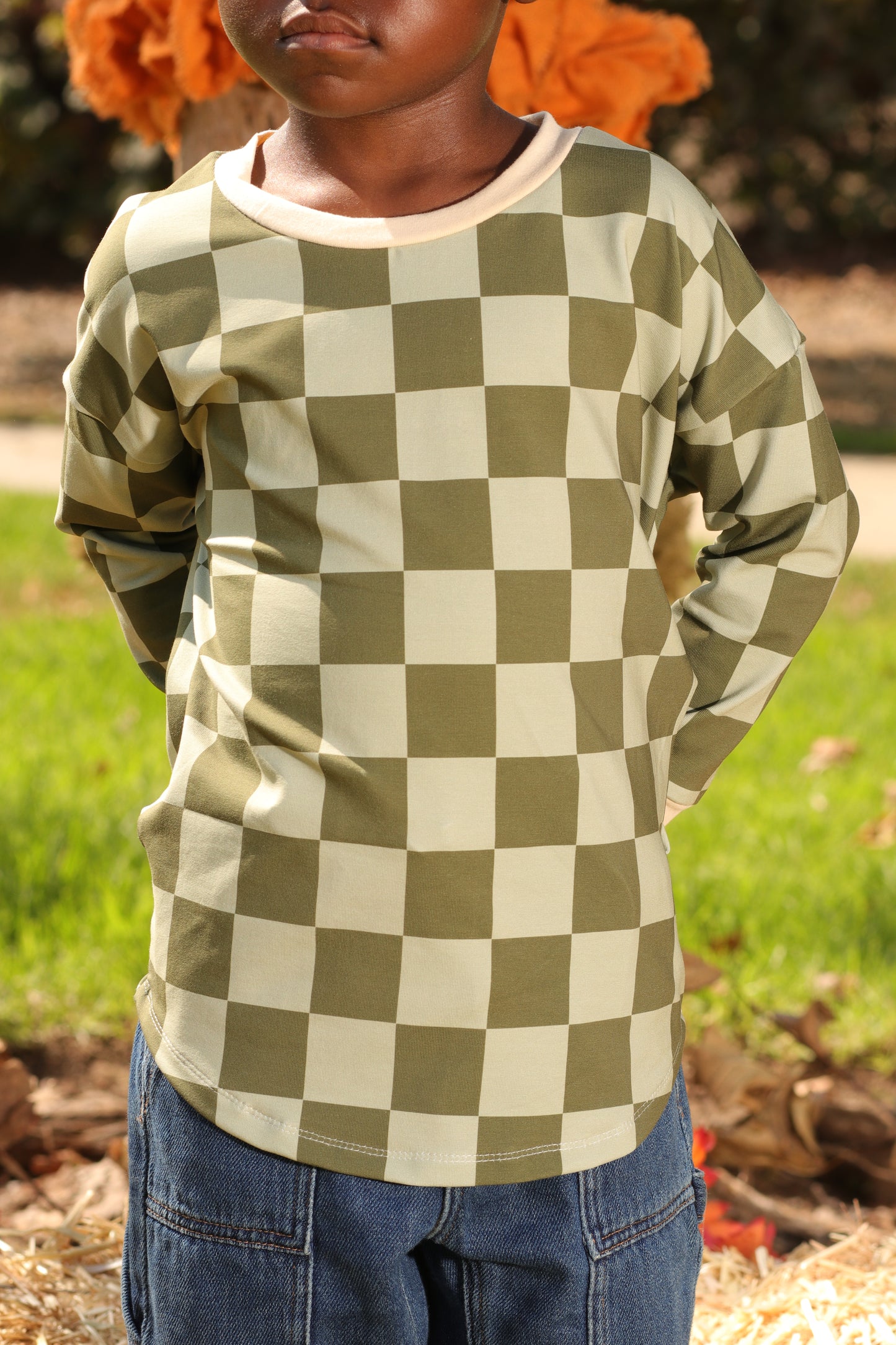 Quincy Tee- Green Checkers