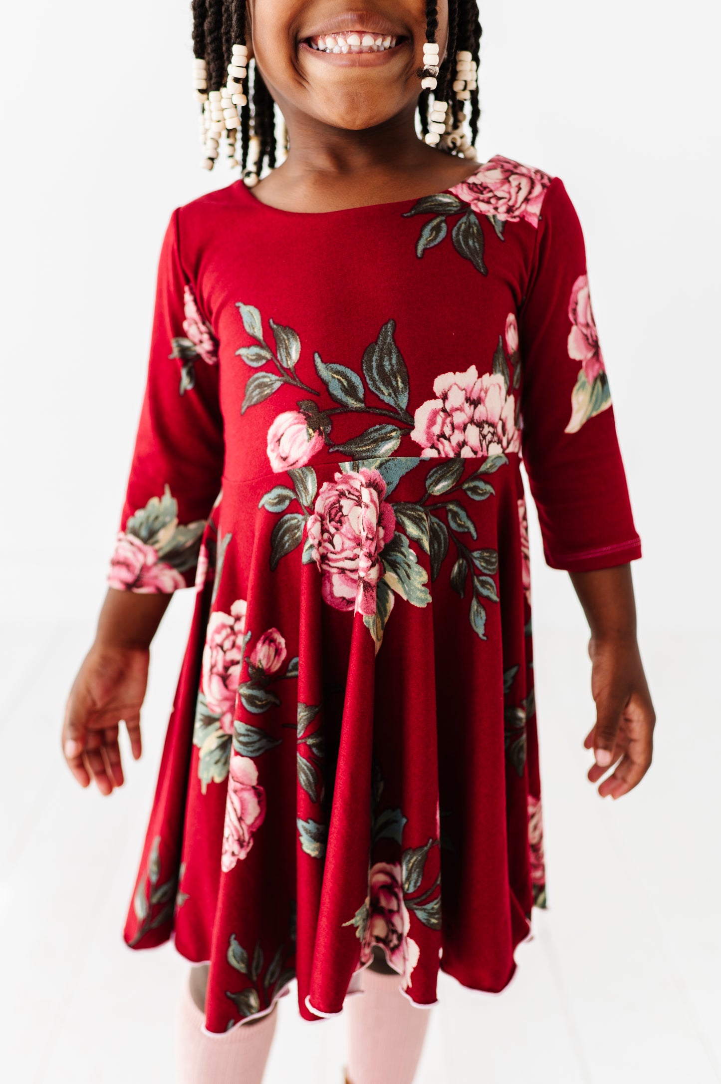 Cecilia Dress- Maroon Floral