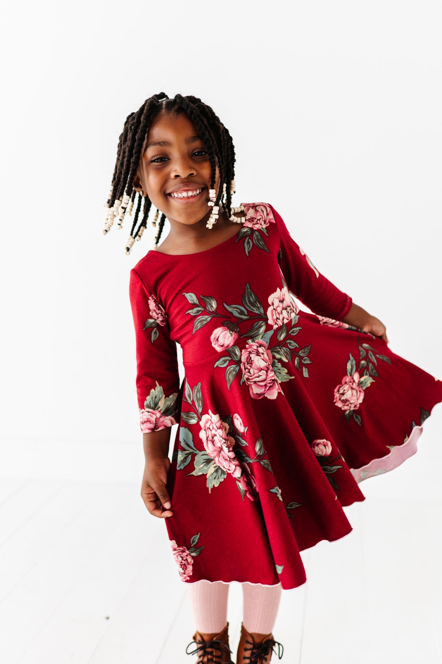 Cecilia Dress- Maroon Floral