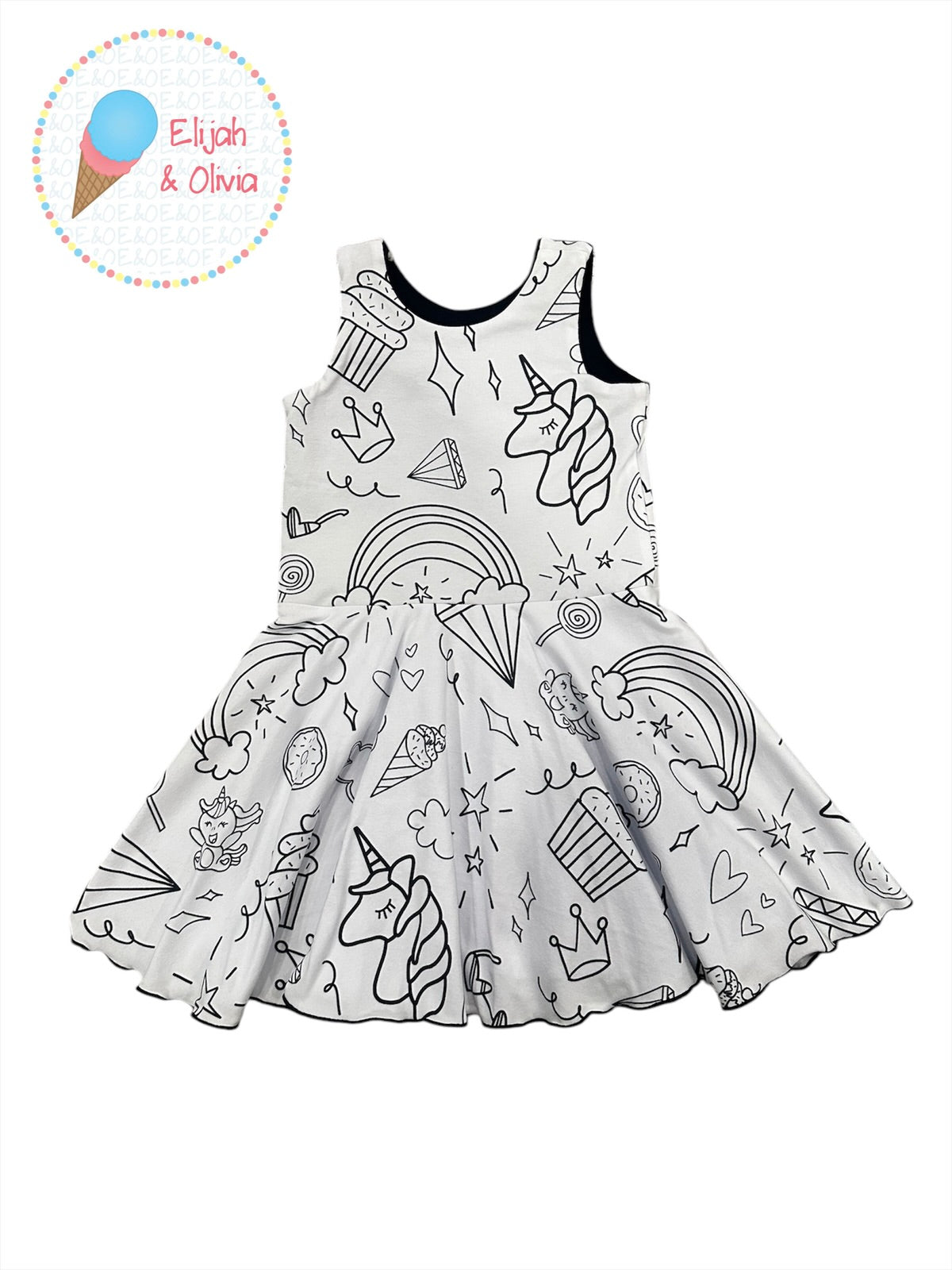 Chloe Dress- Color Me Unicorn Rainbow