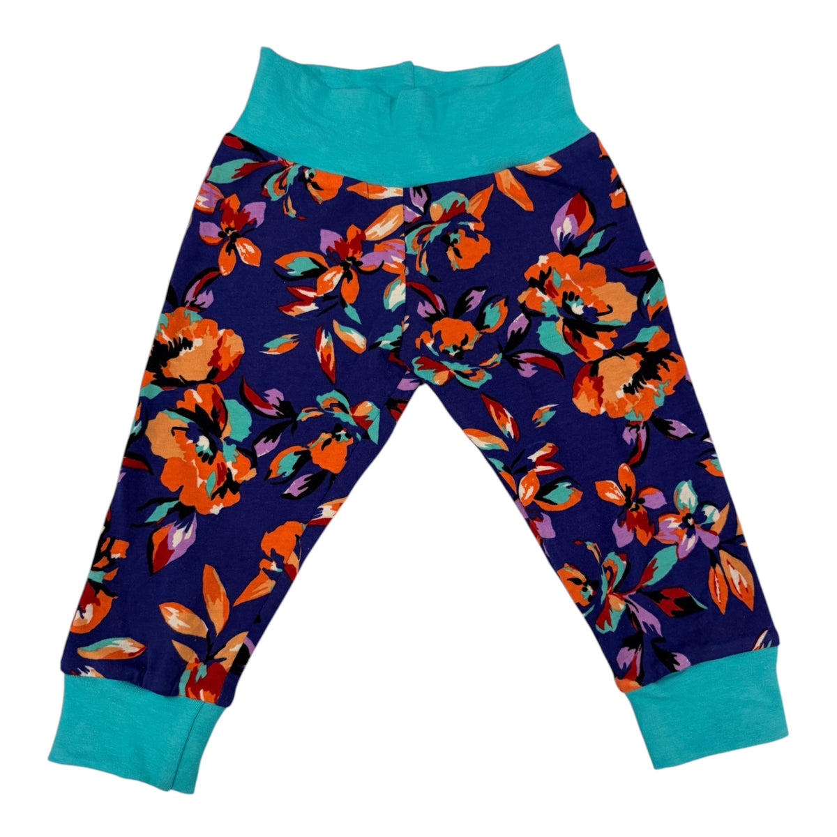 Cuffed Pants- Florals on Navy