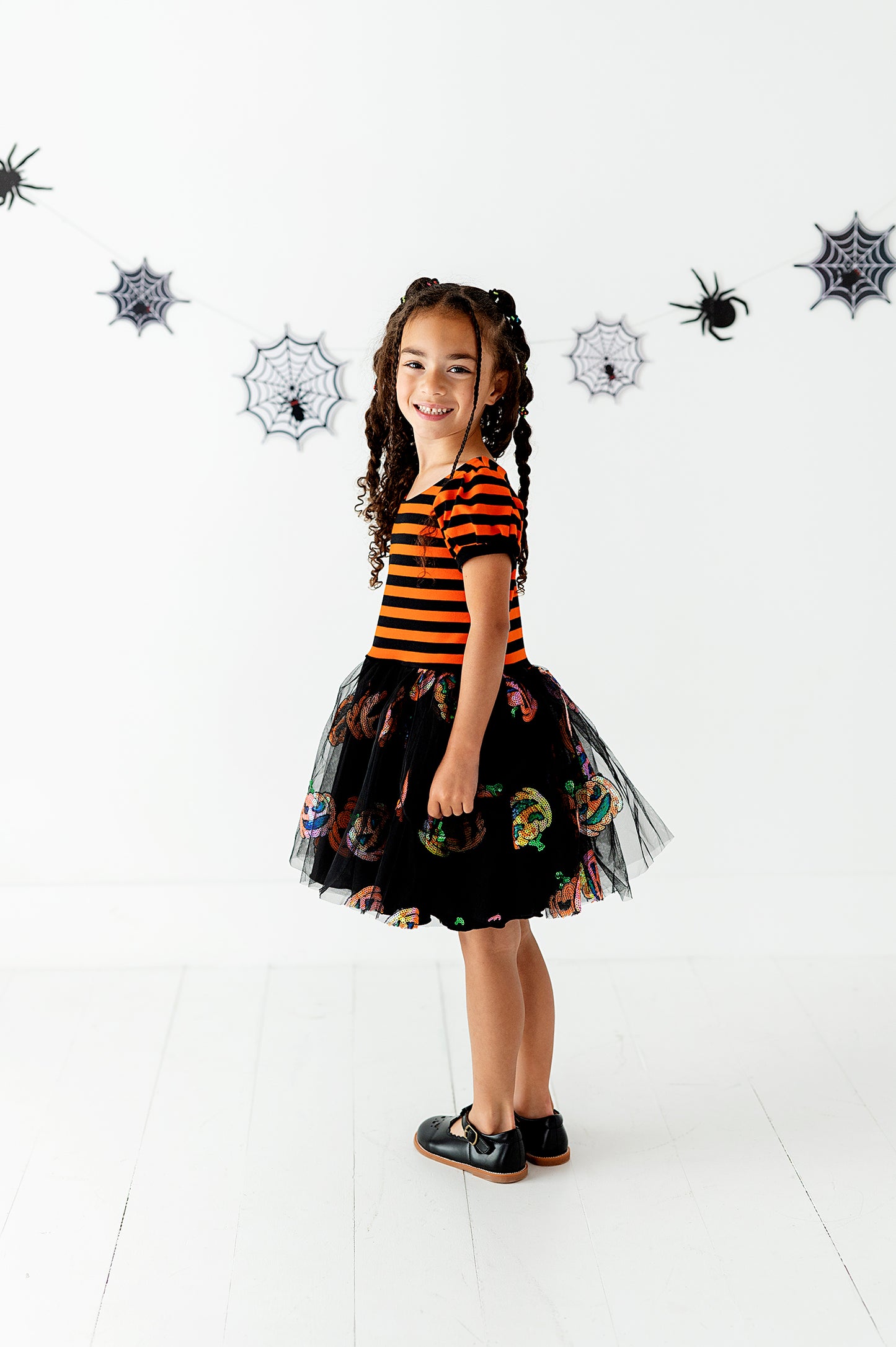 Peyton Dress- Sequin Tulle Pumpkins