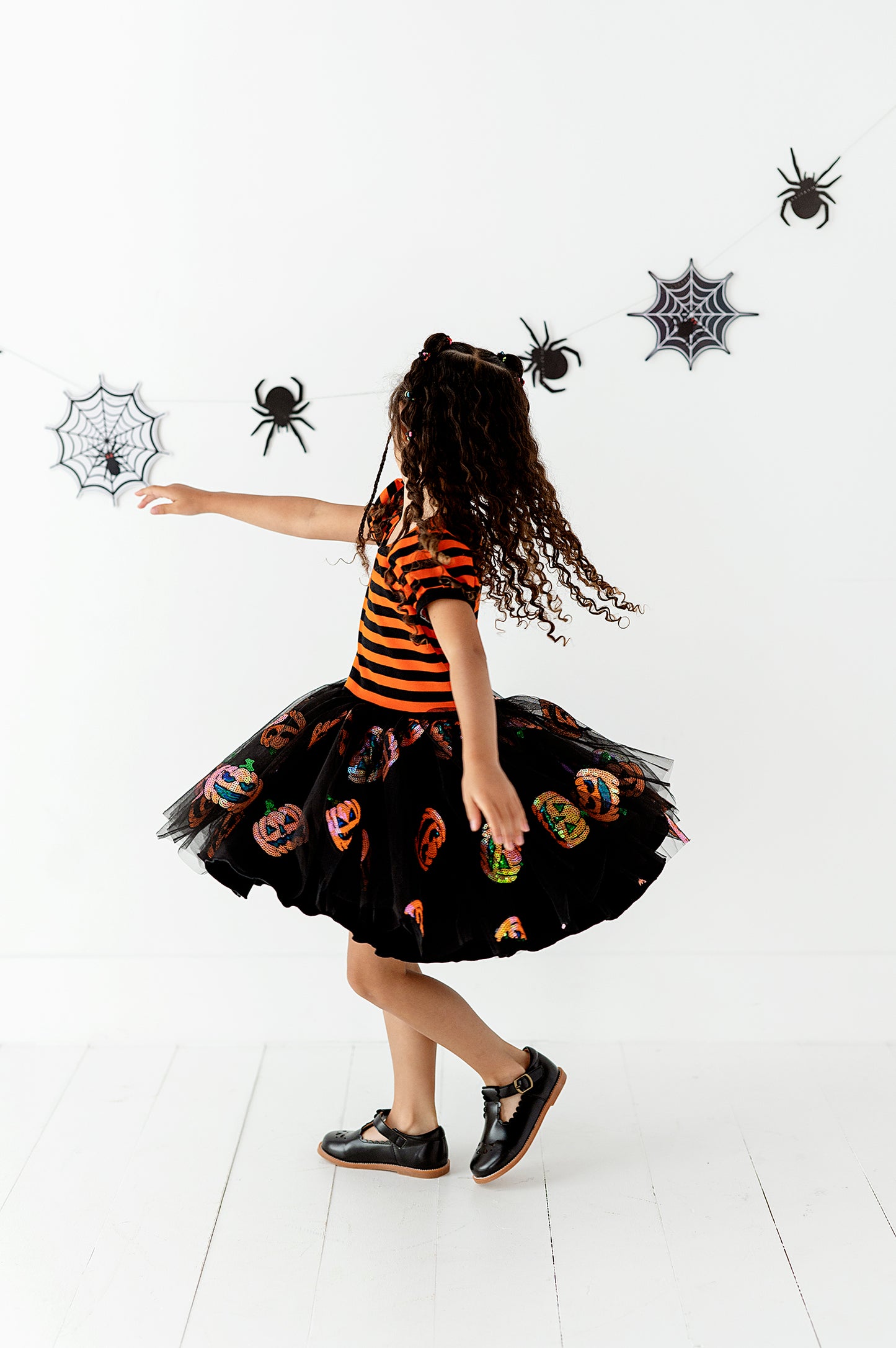 Peyton Dress- Sequin Tulle Pumpkins