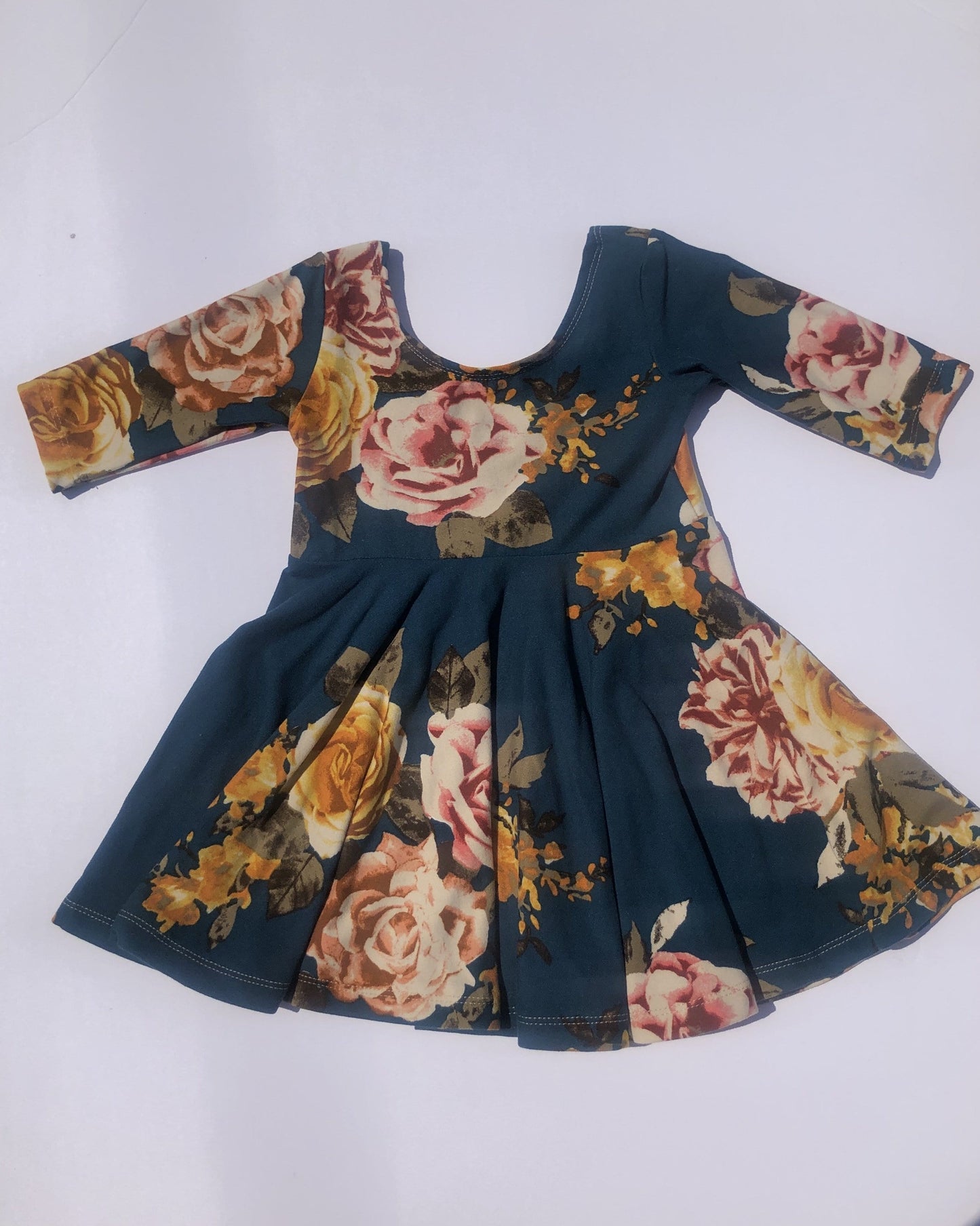 Cecilia Dress- Teal blue Floral