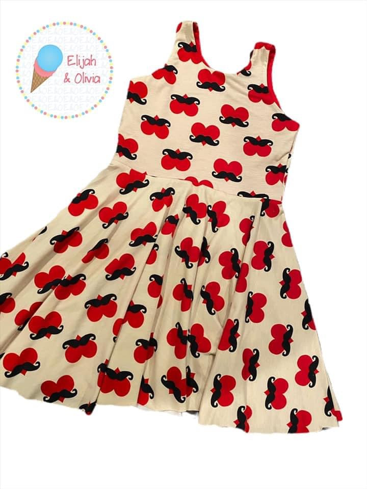 Chloe Dress- Mustache Hearts