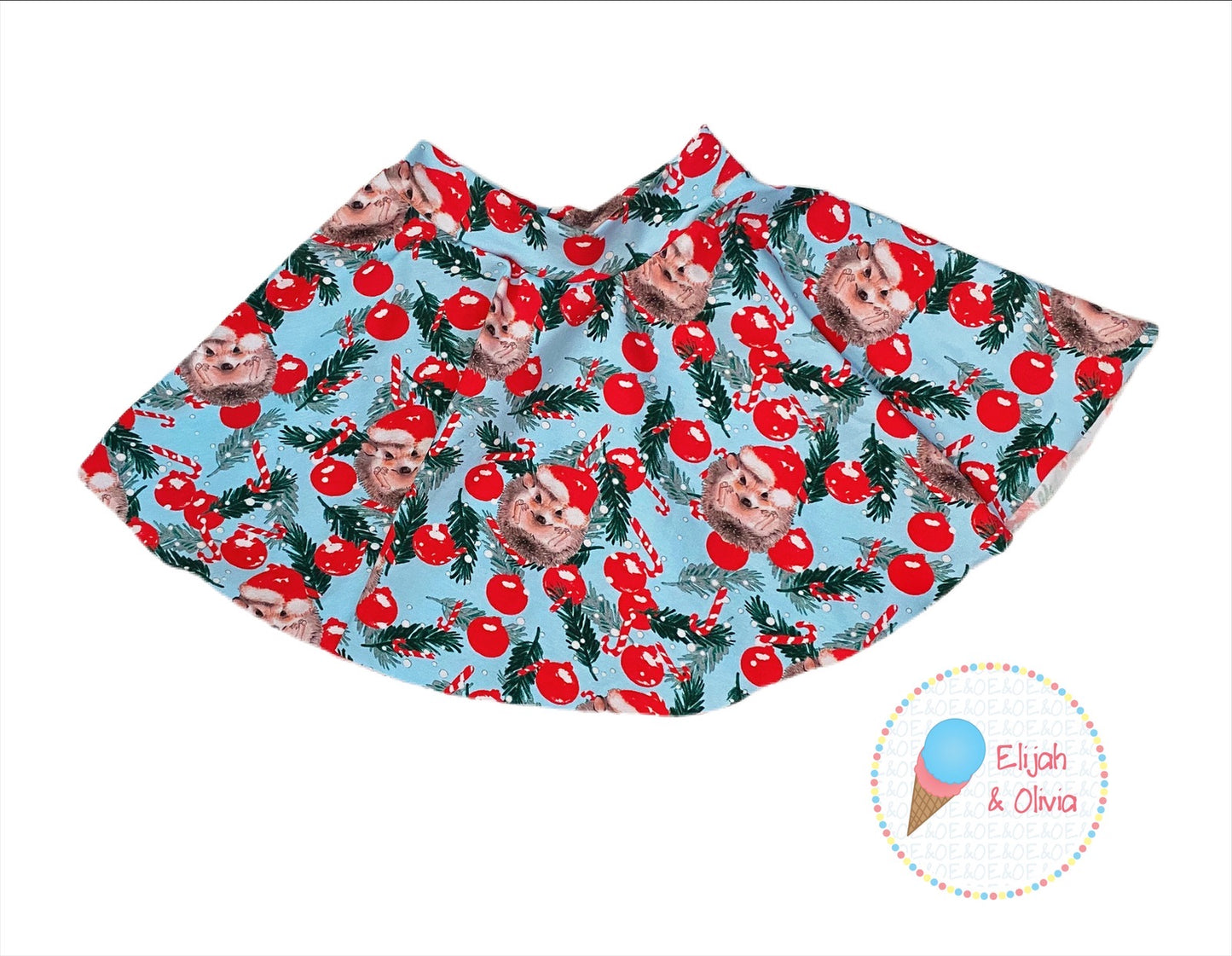 Sienna Twirl Skirt- Christmas Hedgehogs