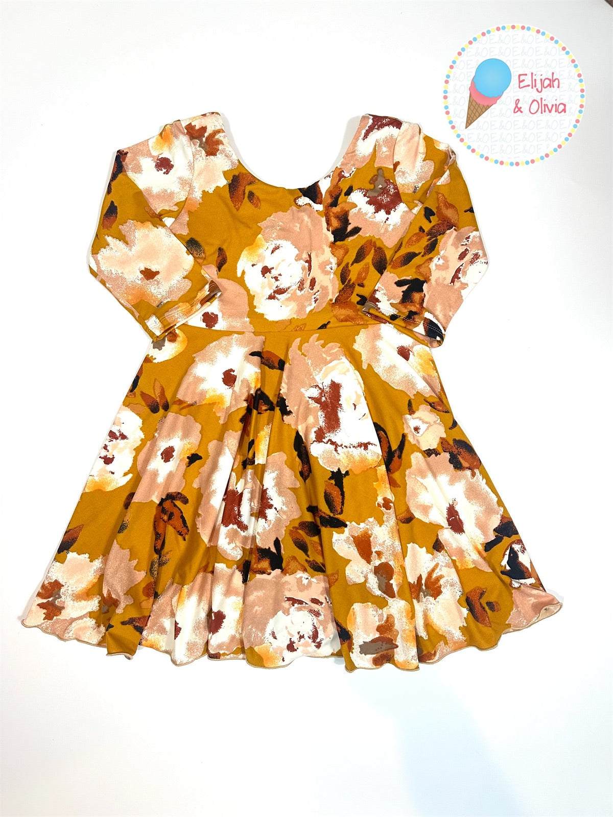 Cecilia Dress- Mustard Floral
