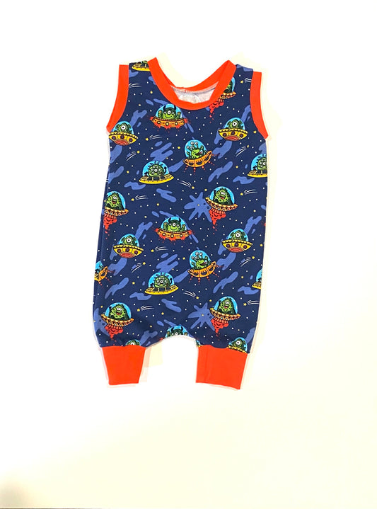 Corey Shorts Romper- Aliens