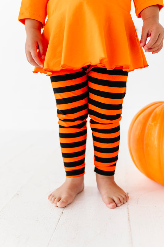 Leggings- Black & Orange Stripes