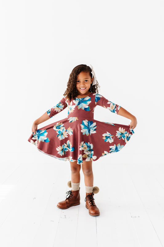 Cecilia Dress- Brown Floral