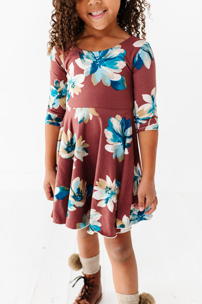 Cecilia Dress- Brown Floral