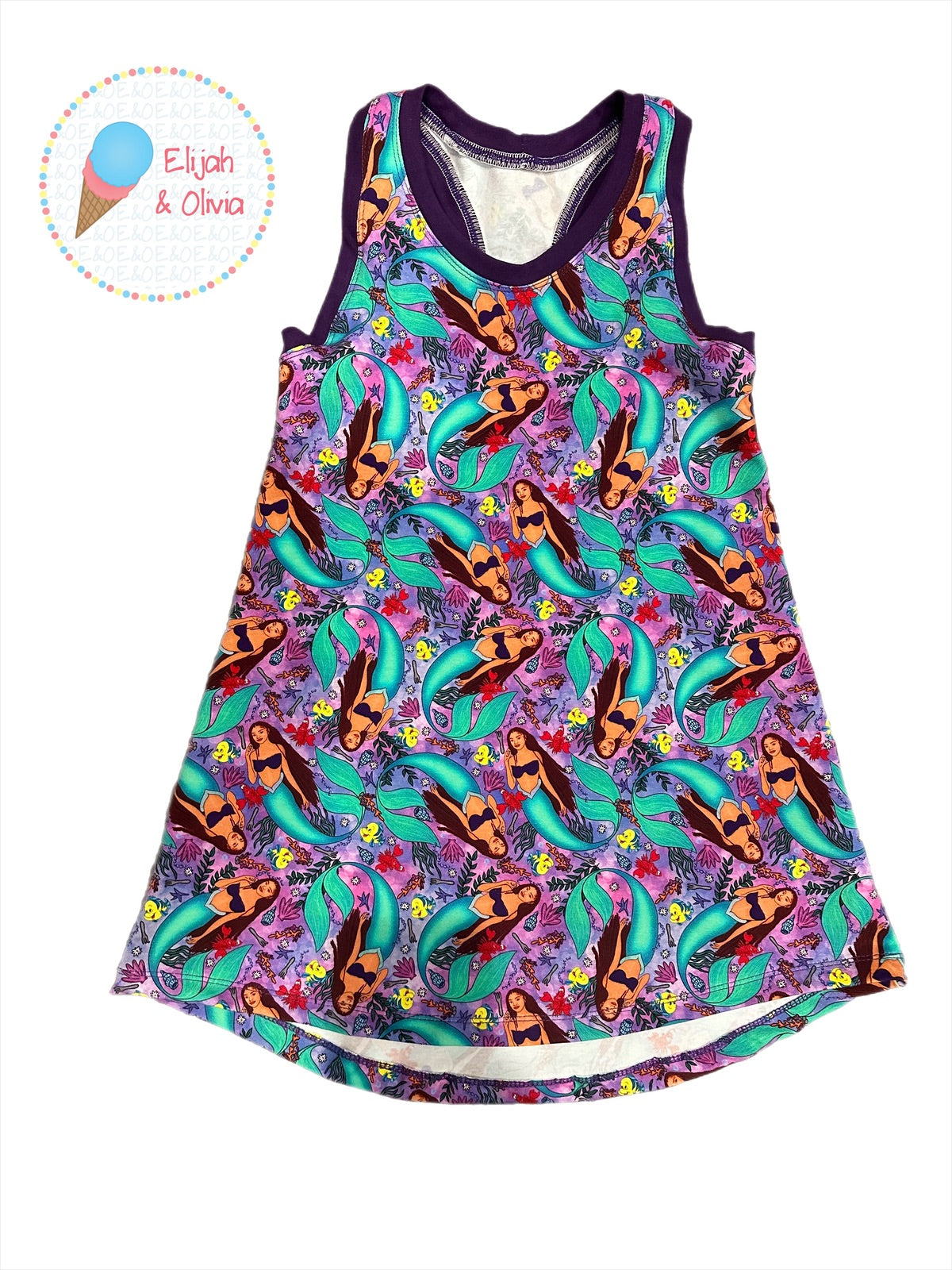 Racerback Tank Dress- Black Mermaid