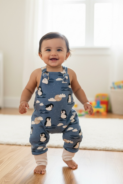 Knotted Pants Romper- Penguins