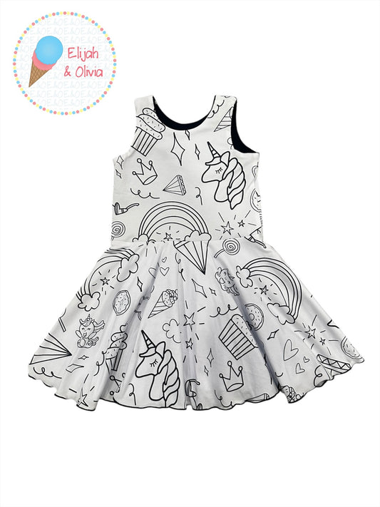Chloe Dress- Color Me Unicorn Rainbow