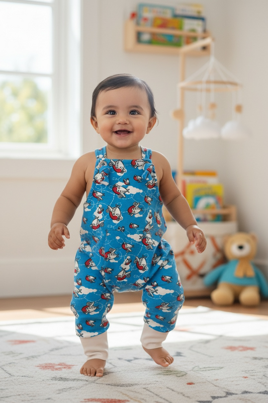 Knotted Pants Romper- Airplanes