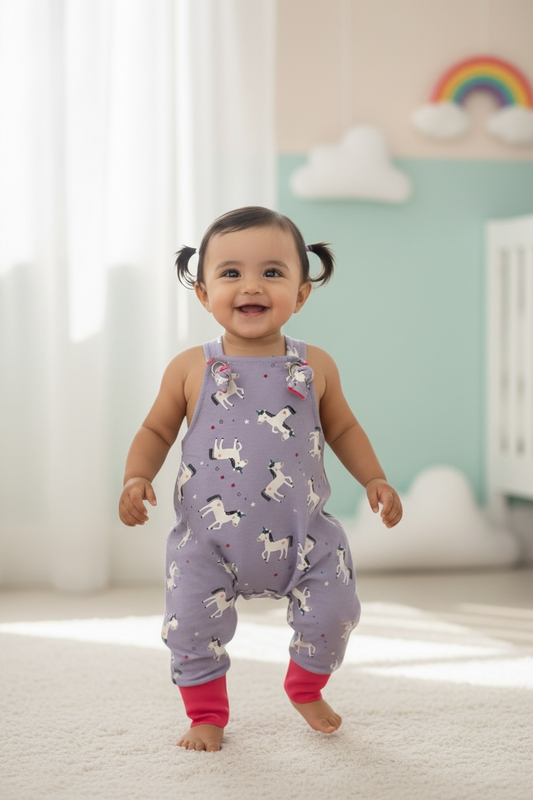Knotted Pants Romper- Unicorns