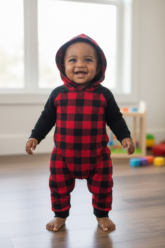 Buffalo plaid romper
