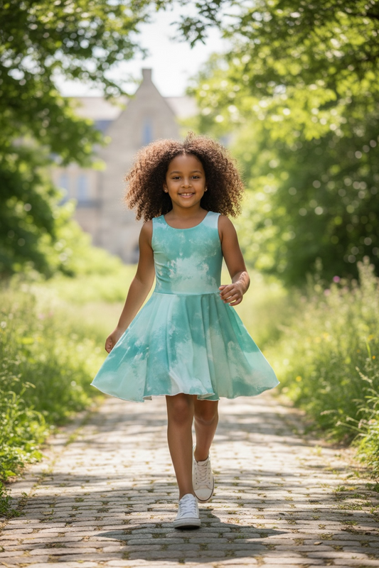 Chloe Tank Dress- Green Tie Dye