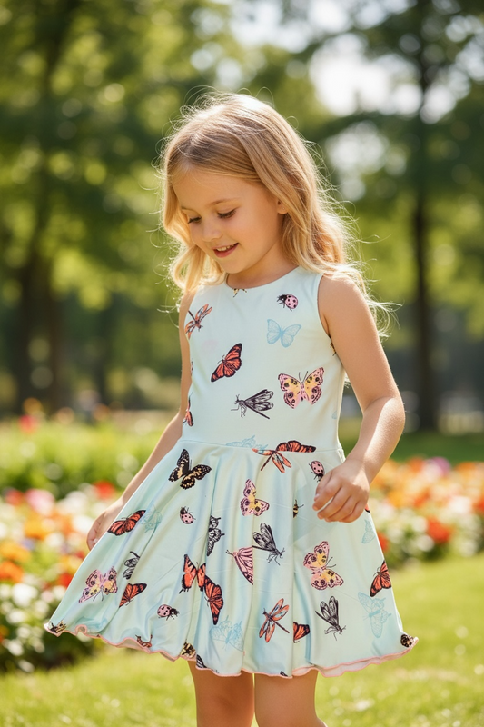 Chloe Tank Dress- Pastel Buttetflies
