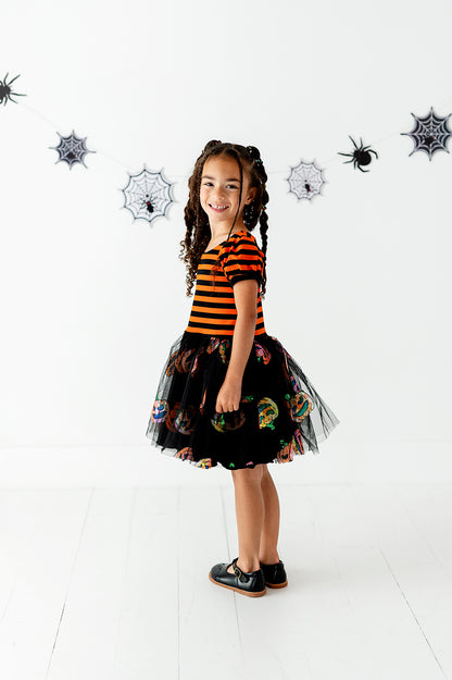 Peyton Dress- Sequin Tulle Pumpkins