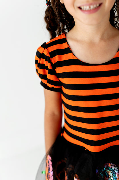 Peyton Dress- Sequin Tulle Pumpkins