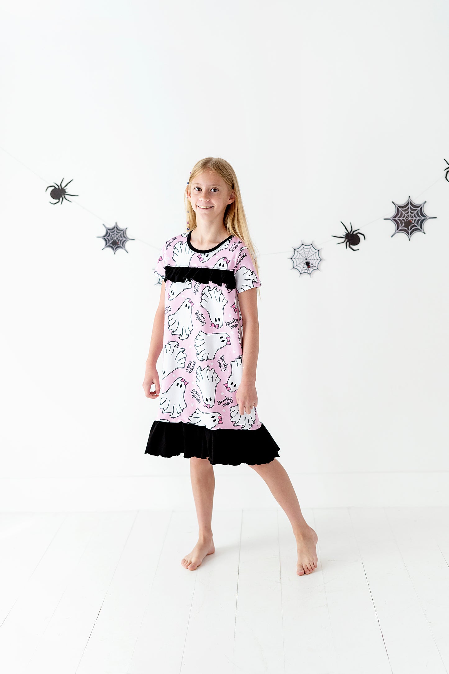 Double Ruffle Nightgown- Ghosts