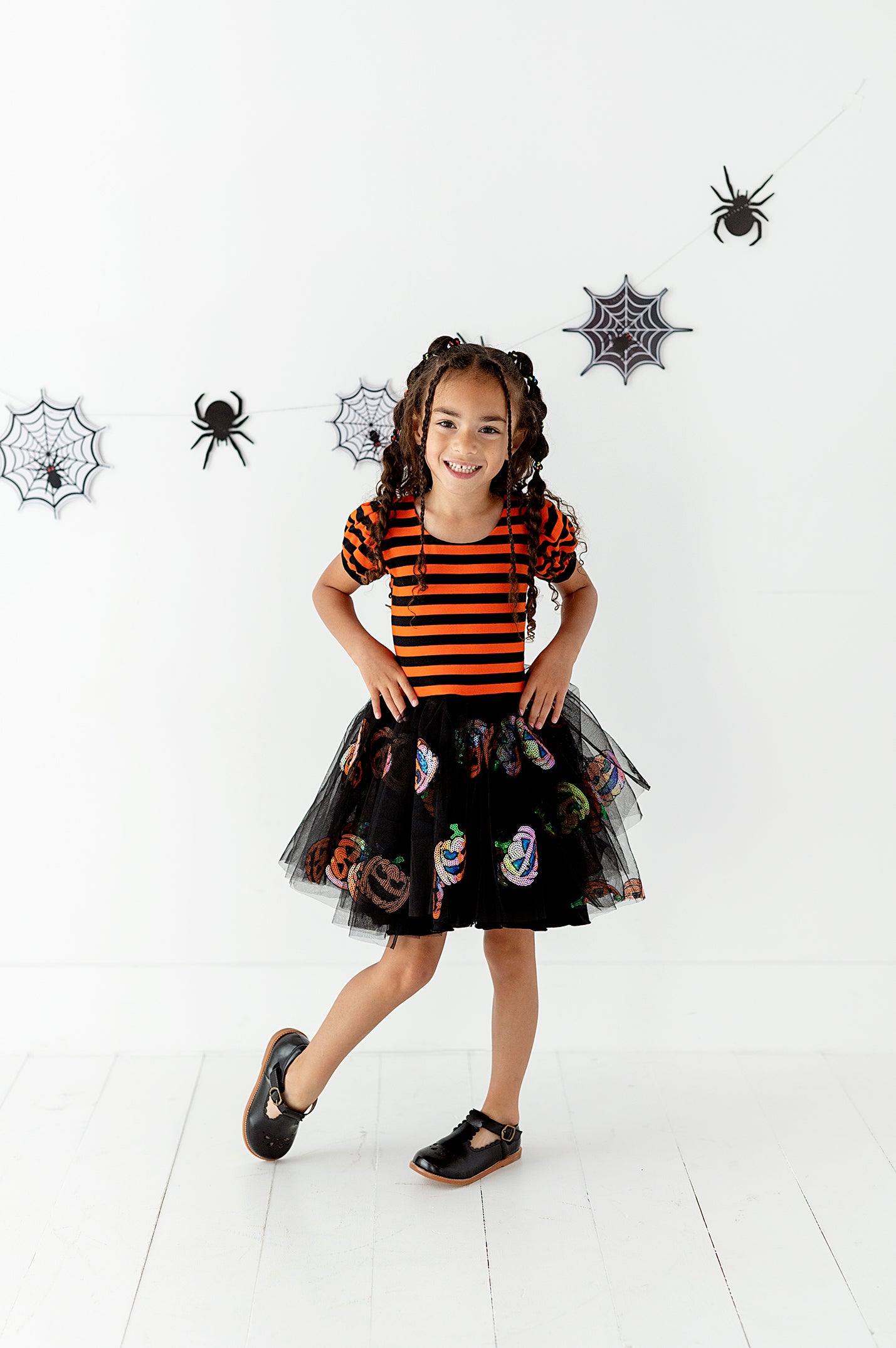 Peyton Dress- Sequin Tulle Pumpkins