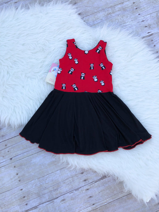 Chloe Playdate Dress- Red Pandas & Black