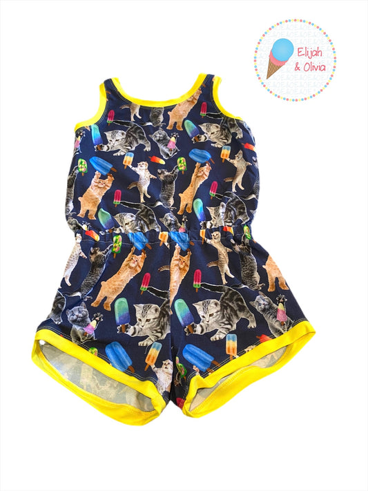 Glenda Romper- popsicle kitty
